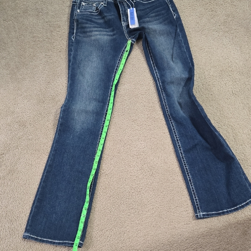 Grace in LA Blue Boot Cut Jeans with Embellished Pockets - Picture 8 of 11